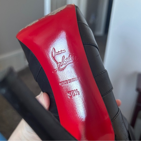 “Christian Louboutin” Nitoinimoi 120 Black Leather Lace-up Ankle Heel Boots - Picture 3 of 8